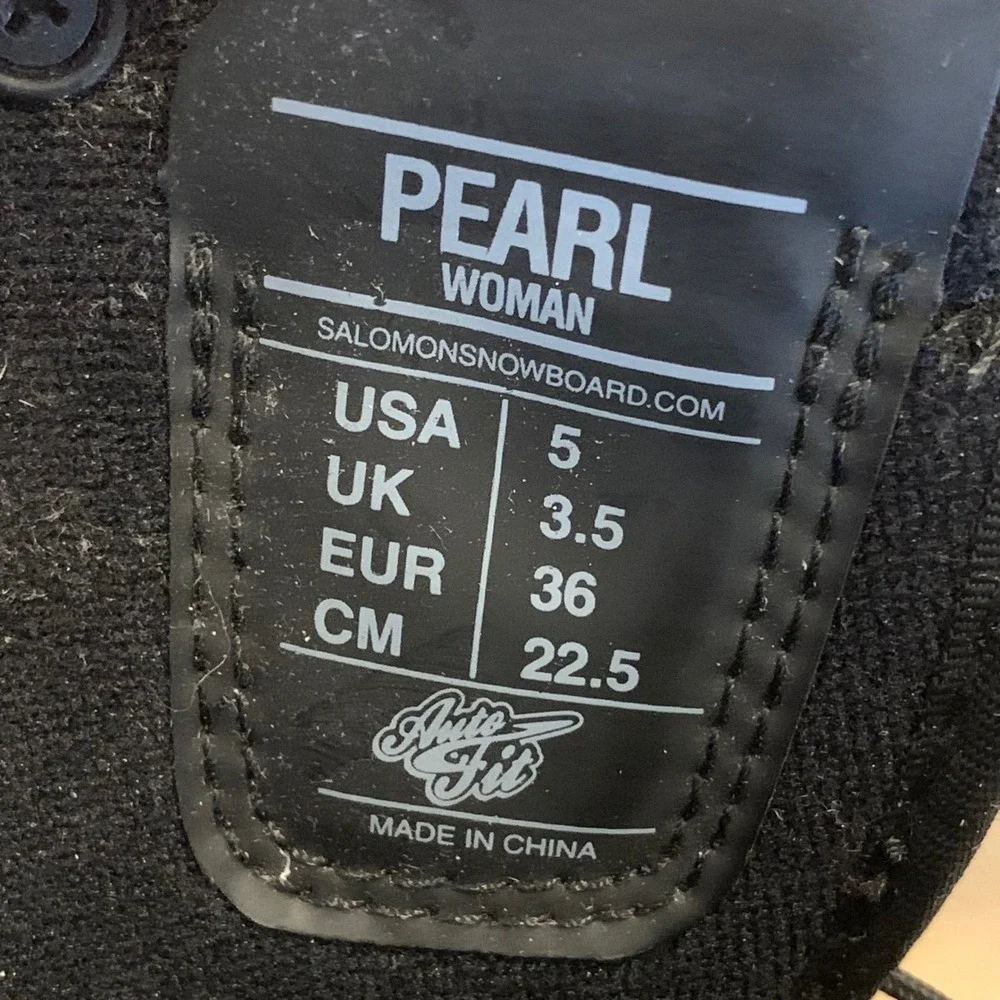 Salomon Pearl Womens Snowboard Boots US‎ Sz 5 Black Sure Lock Auto Fit Contagrip